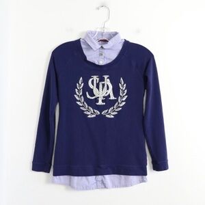 US Polo Assn girls uniform polo shirt preppy blue large logo layered kids S